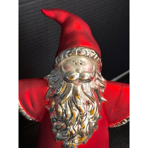 Red Silver Tabletop Santa Claus Arms Out Vtg READ - Picture 2 of 16